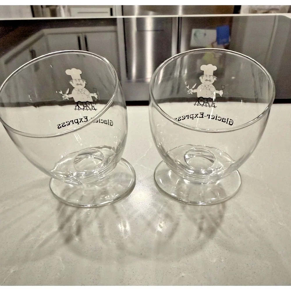Glacier Express Swiss Train Slanted Wine Glass  Original Box‎ Set of 2 Vintage